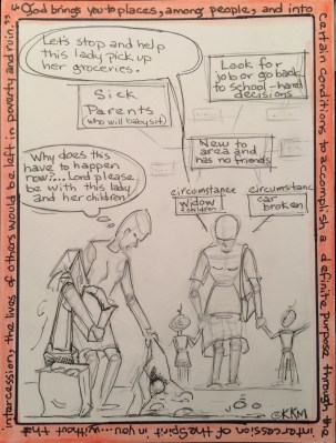 Even dropped groceries are part of God's plan.